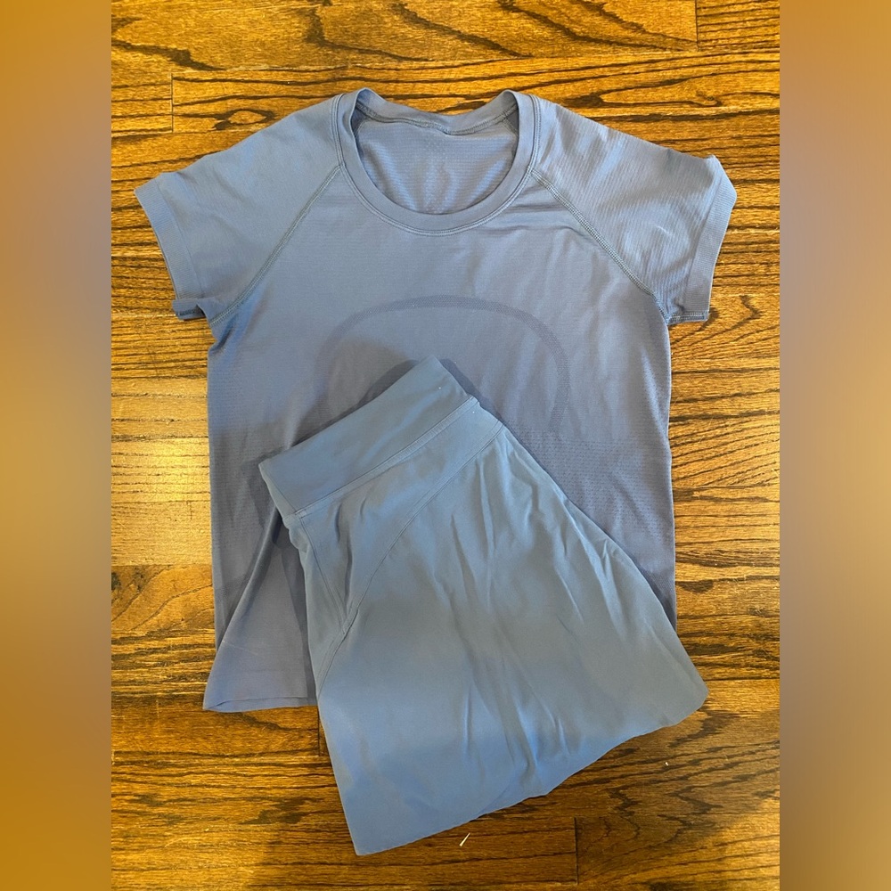 Lululemon oasis blue tennis skirt and top EUC size 8